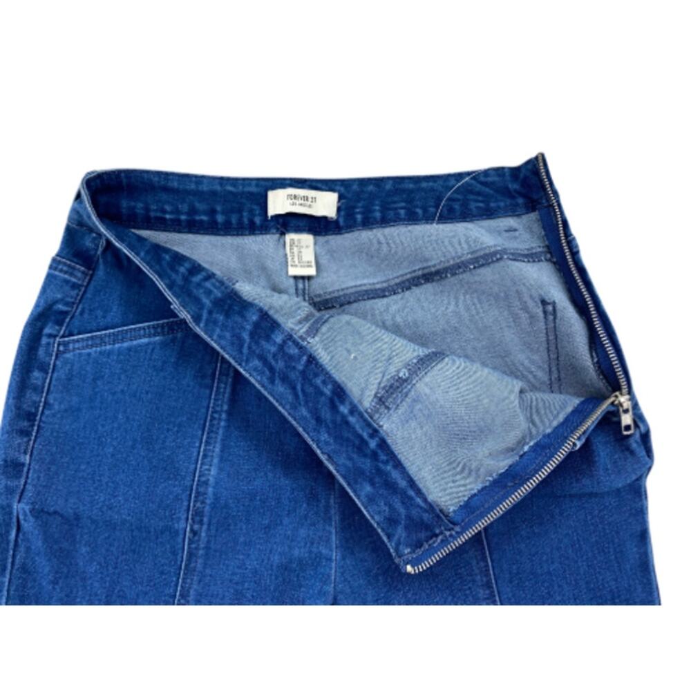 Forever 21 Blue Flare Jeans Womens 27 High Rise Side Zip Stretch Denim Pants - Picture 4 of 5